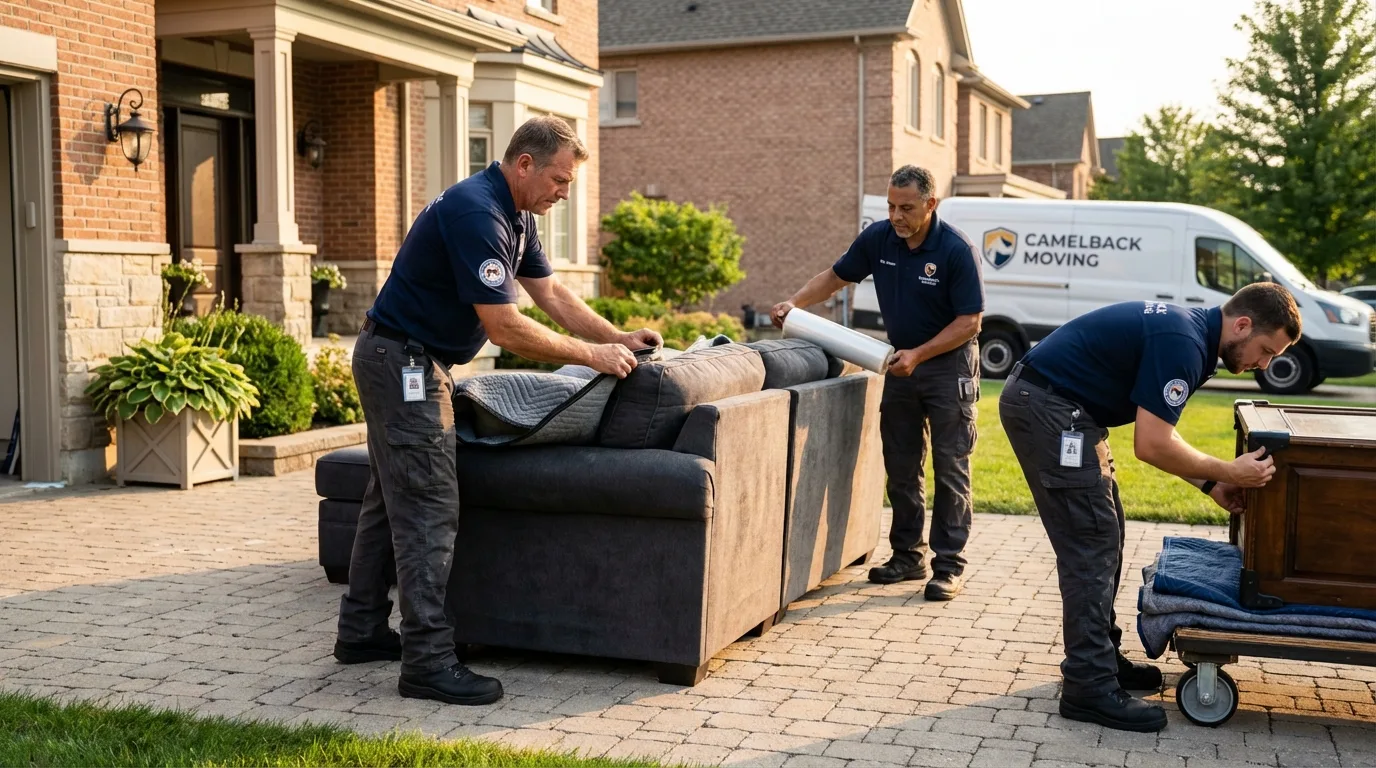 Large estate moving crew wrapping furniture in Matador, TX