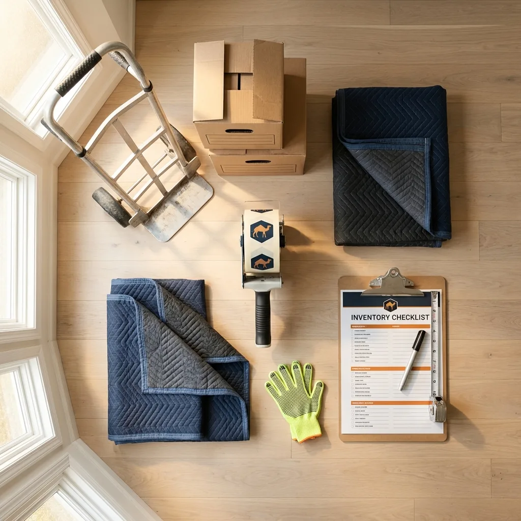 Professional moving supplies and packing materials layout for Matador residential relocations